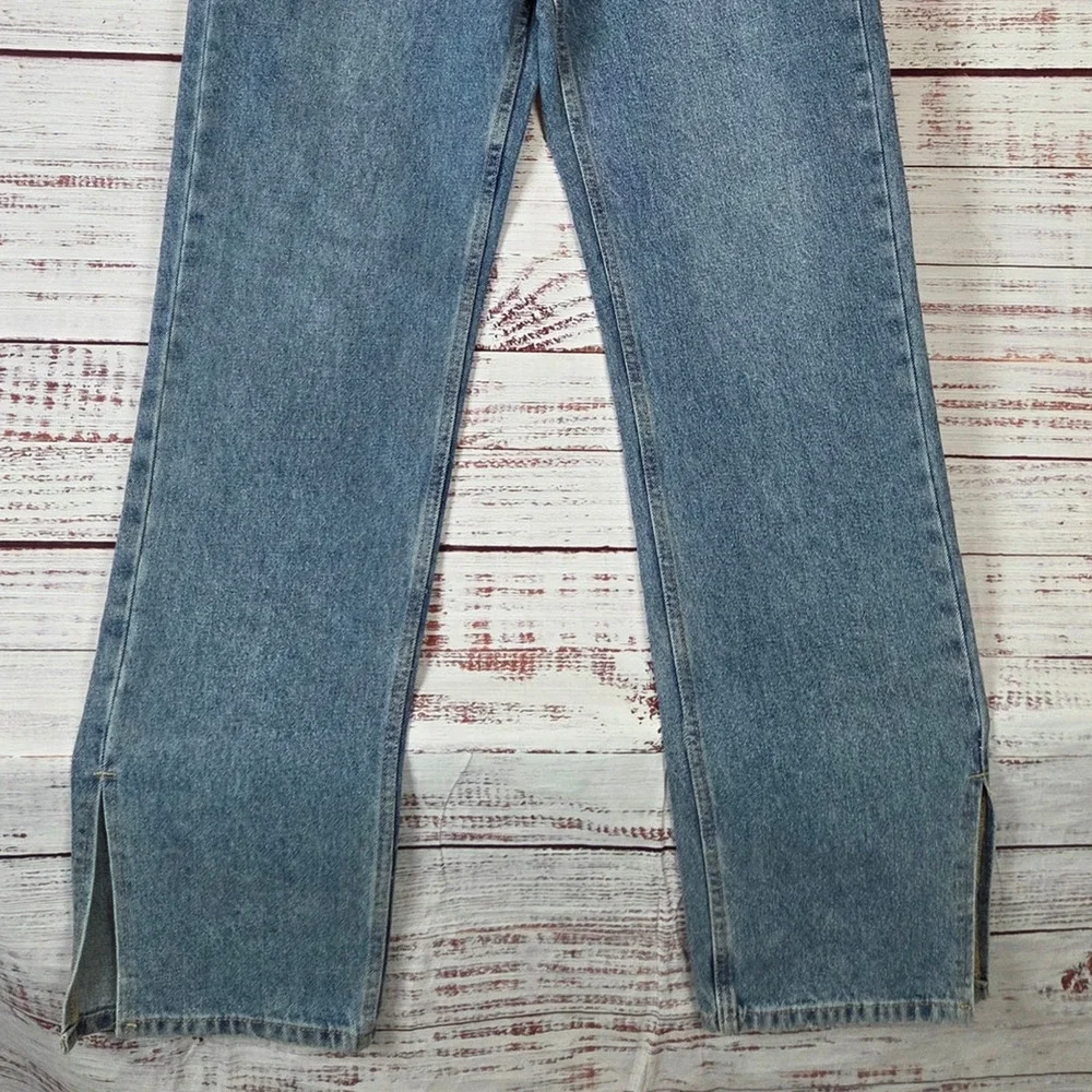 Womens High Rise Straight Leg Side Slit Jeans Sz 10 Edgy Trendy Modern City NWT